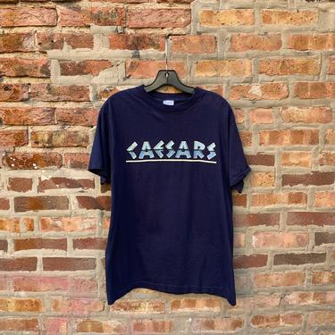 Vintage 80s CAESARS PALACE T-Shirt Size x-Large Single Stitch spell out Las Vegas Casino 