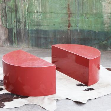 RARE Lacquered Intrex Habitat Post Modern 80s Geometric PAIR End tables Mayen Springer Miami Regency Hollywood Mid Century cocktail End McM 