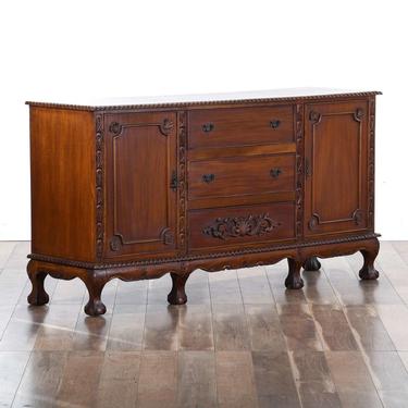 Carved Chippendale Sideboard Buffet W Claw & Ball Feet