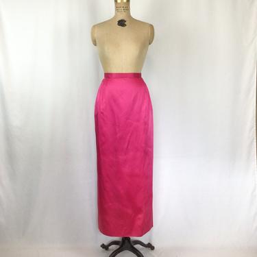 Vintage 50s skirt | Vintage hot pink satin evening skirt | 1950s Stephen O’Grady long skirt 
