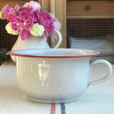Beautiful vintage French enamelware basin with handle 