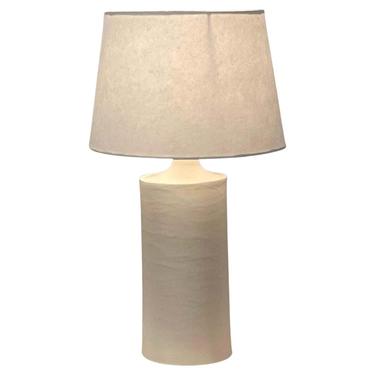Satin White 'Rouleau' Ceramic Table Lamp by Design Frères