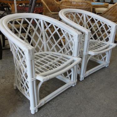 Pair of Ficks Reed Rattan Occasional Chairs