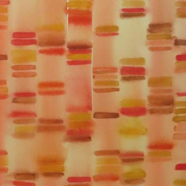 Gel Electrophoresis in Orange and Gold   - Original Watercolor Painting- Genetics DNA 