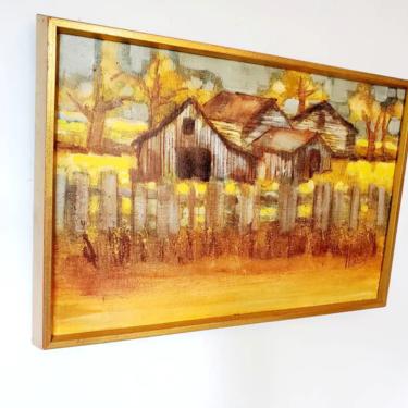 Gorgeous Mid Century Oil Framed Fall Painting 