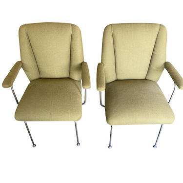 Pair of Armchairs with Steel Frames, Italy 1950&#8217;s