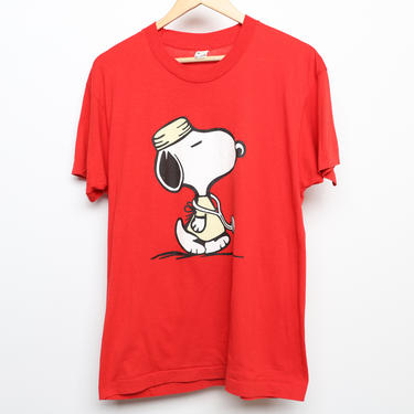 vintage 70s 80s red SNOOPY soft slouchy vintage single stitch charlie brown t-shirt -- size xl listed 