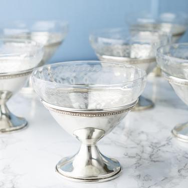 Antique Crystal and Sterling Dessert Coupes - Set of 6
