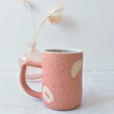 Abstract Shape Cutouts Mug in Coral Pink 