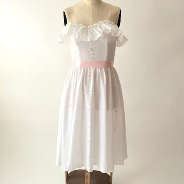 80s Vintage White Strapless Jolie Dress 