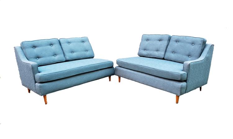 Teal Mid-Century Modern Atomic Sectional Sofa
