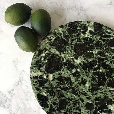 Vintage Villeroy and Boch Green Marble Plate, faux marble charger, green and black china, service plate, round platter, marble dishes 