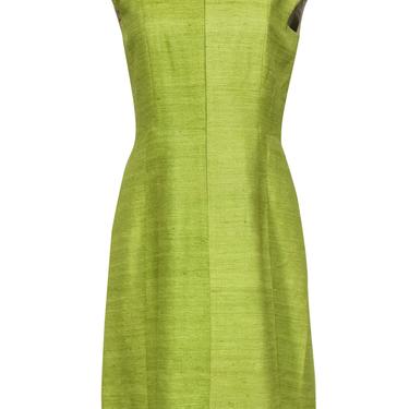 Akris Punto - Lime Green A-Line Silk Zip-Up Dress Sz 8