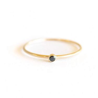 Gold Filled Black Crystal Stacker Ring