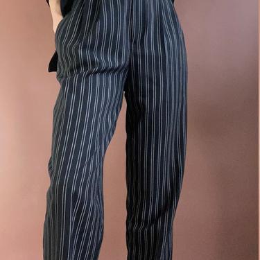 high waisted pinstripe trousers 