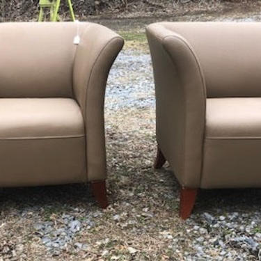 Swanky Leather Armchairs, Pair