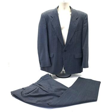 Men's 2 Piece Suit John Alexander Wool Gray Pinstripe 2 Button 44R 36x30 Pants 