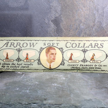 Antique Arrow Soft Collar in Original Packaging - 1930s Fashion - &quot;Teal&quot; Style Starched Collars - One White Men's Collar | FREE SHIPPING 