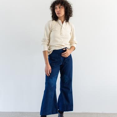 Vintage 26 Waist x 27 Inseam Flare Jean | 70s Bell Bottom Kick Flares | Cotton Nautical Birkin Sailor | FL010 
