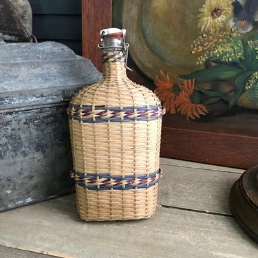 French Wicker Bottle, Spa Bottle, Pilgrimage, French Farmhouse Decor 