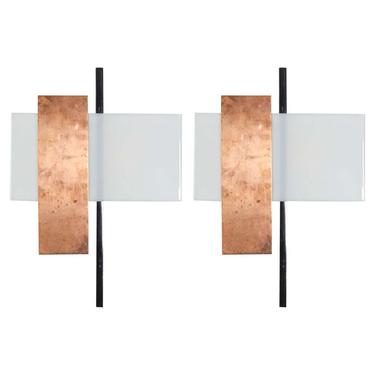 Pair of Copper and Perspex Sconces by BAG Turgi, Switzerland, 1960s