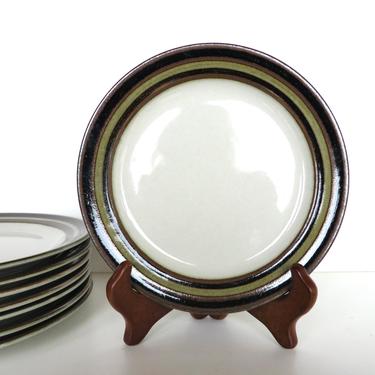 Set of 4 Vintage Arabia Finland Karelia Side Plates, 6 1/2" Stoneware Bread And Butter Plates, 70s Danish Modern Dishes 