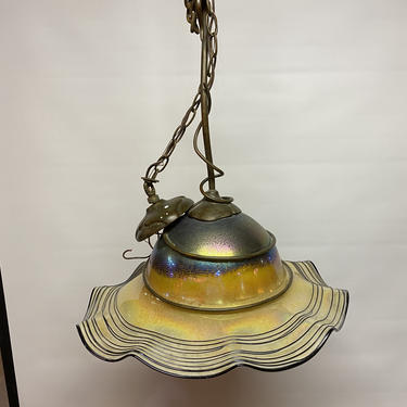 Large Quoizel Hanging Fixtures With Hand Blown Shades Signed Todd Phillips