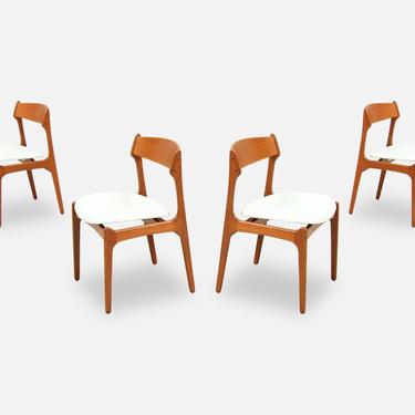 Erick Buch Teak & Leather Dining Chairs for O.D. Møbler