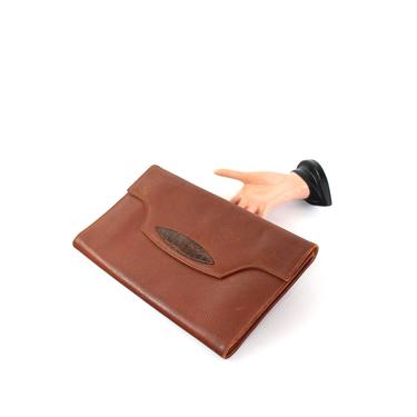 1940s Large Leather Envelope Clutch - 1940s Leather Clutch - 1940s Brown Leather Purse - 1940s Brown Leather Clutch - 1940s Envelope Clutch 