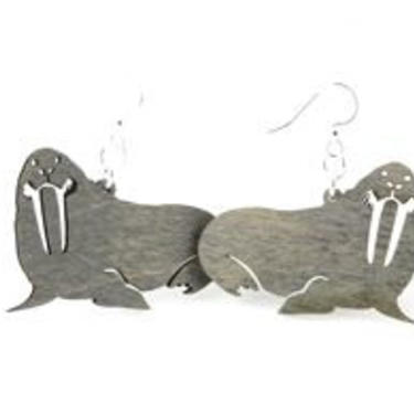 Walrus Wood Earrings - Eco Friendly Sustainable Product 
