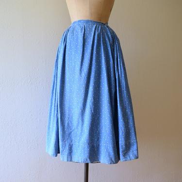 Antique calico skirt . vintage blue print skirt 