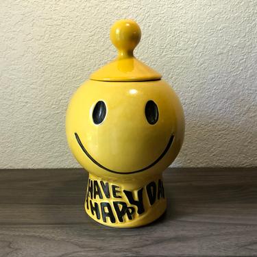Vintage McCoy Smiley Face Have A Happy Day Cookie Jar 