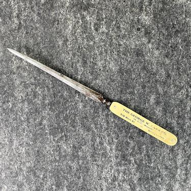 Antique celluloid advertising letter opener - turn of the century - Worcester, MA 