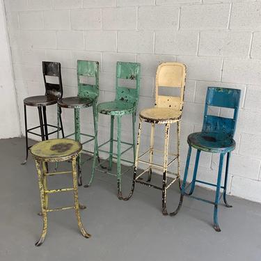 Tall Industrial Painted Steel Shop Stools