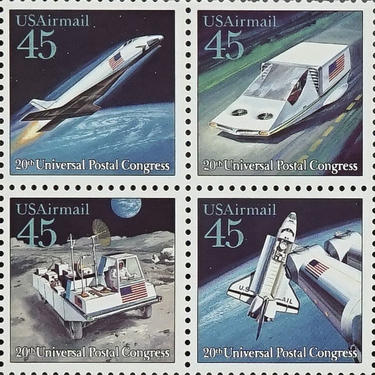 Set of 16 1989 45c Future Mail Transportation US Postage Stamps Scott C122 C123 C124 C125 