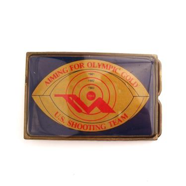 Belt Buckle Vintage 1980s Aiming for Olympic Gold US Shooting Team 