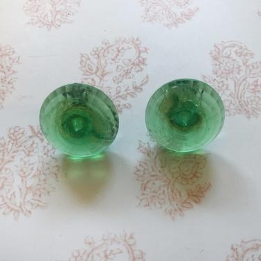 Vintage Large Translucent Green Plastic Screwback Earrings - 1960s 