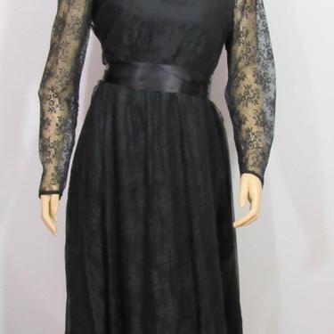 Vintage 60s Miss Elliette Black Lace Cocktail Party Dress Goth Dress 