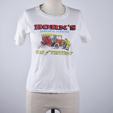 1950's Souvenir T-Shirt Sarasota Florida, Cars of Yesterday 