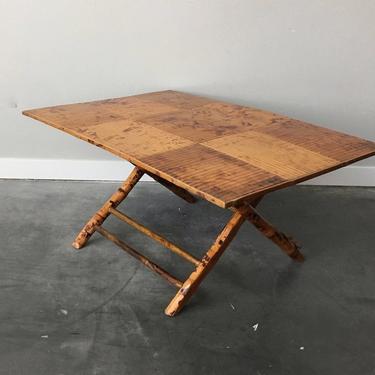 vintage mid century bamboo folding coffee table.