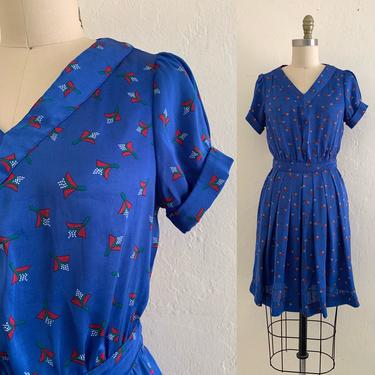 blue floral print mini dress 