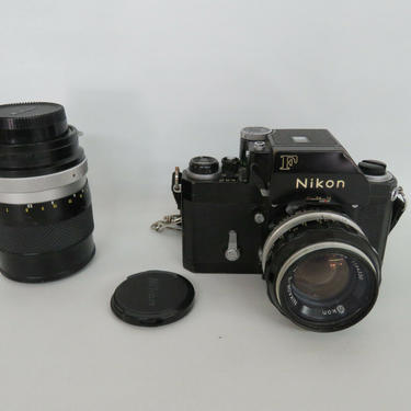 Nikon F Film Camera with Nikkor 50mm and 135mm Lenses Untested 622B