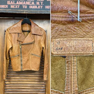 Vintage 1960’s “Oshwahkon” MC Motorcycle Rocker East West Style Leather Jacket, 60’s Rockstar, Vintage Clothing 