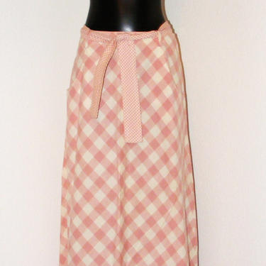 Vintage 1970s Pink & White Checkered Print Skirt by Sequel 1 