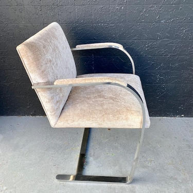 Cantilevered Chrome & Velvet BRNO Chair by Knoll