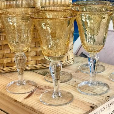 Light Yellow Glass Wine Goblets - Set of 6 