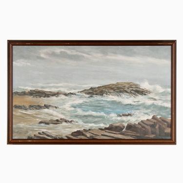 Signed Oil Painting on Canvas of Seascape 