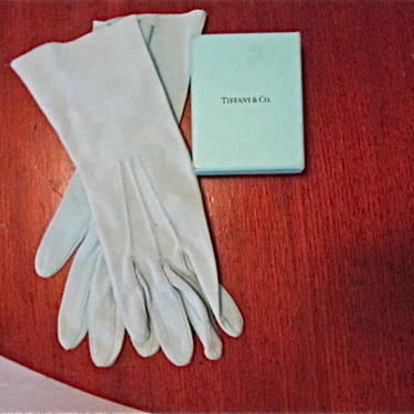 1960s Ladies' Fabric Day Gloves, Light Blue 