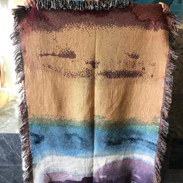 Rainbow Gradient- Woven Art Throw Blanket- Original design- Made in USA 