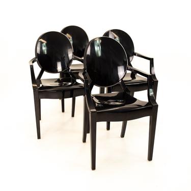 Kartell Mid Century Black Acrylic Ghost Dining Chairs - Set of 4 - mcm 